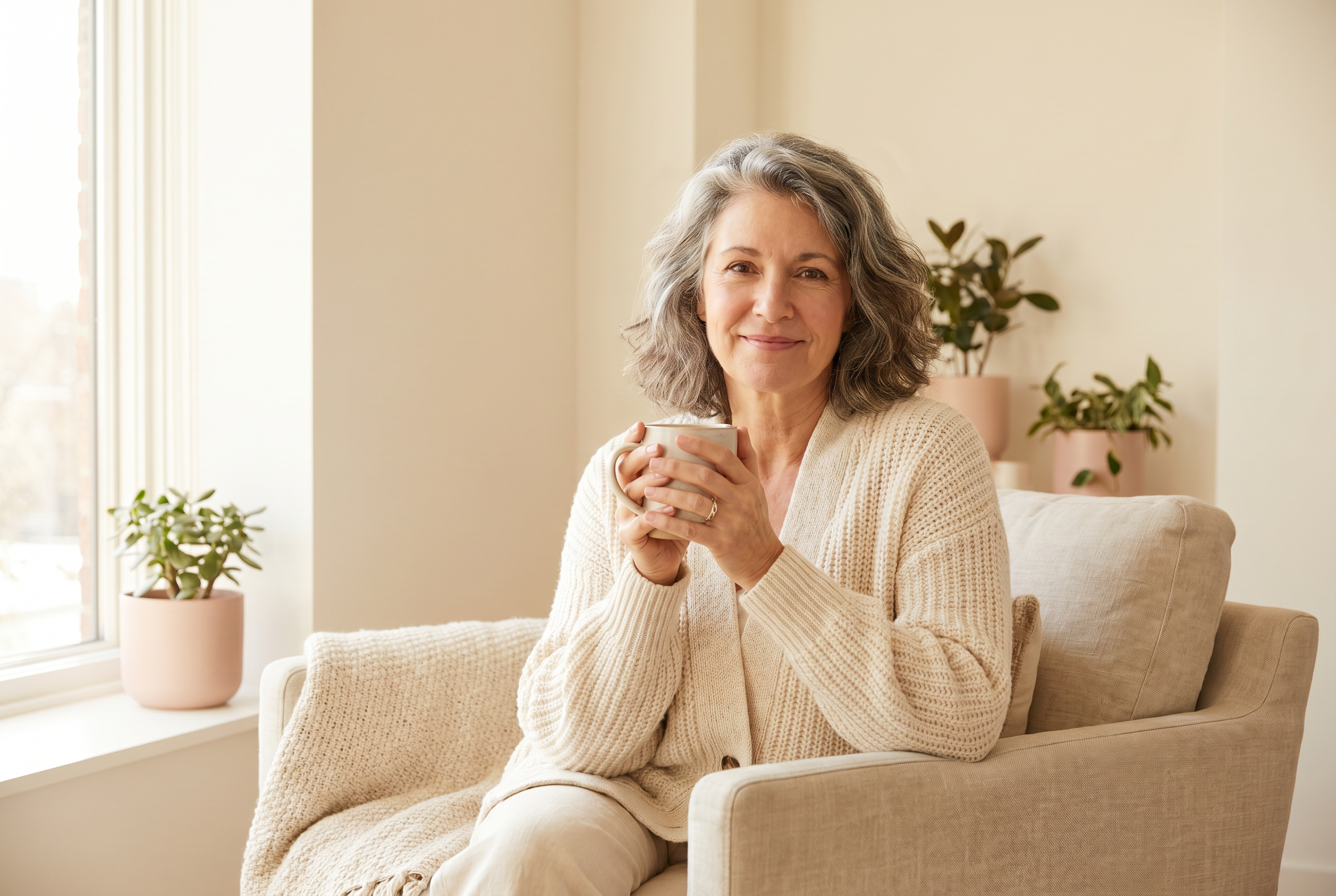 Woman enjoying renewed energy and calm vitality